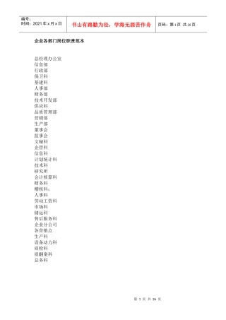 各部门岗位职责大全