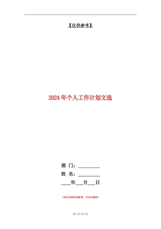 2024年个人工作计划文选