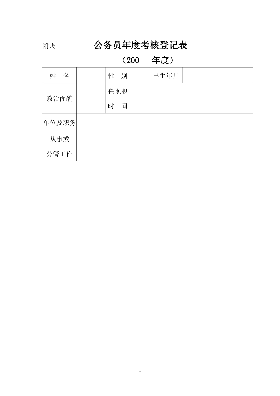 公务员年度考核登记表_第1页