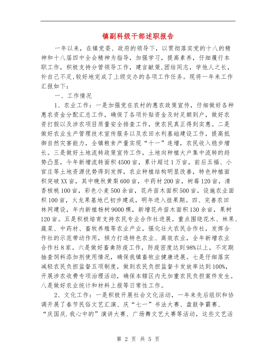 镇副科级干部述职报告_第2页