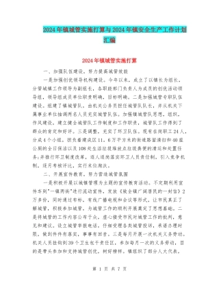 2024年镇城管实施打算与2024年镇安全生产工作计划汇编