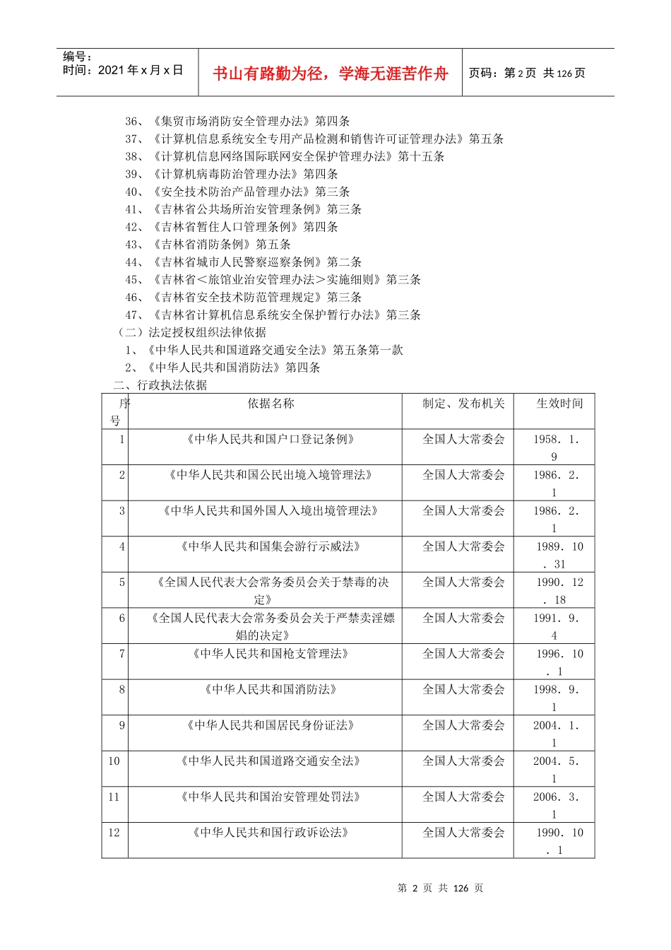 安图县公安局行政执法依据梳理结果_第2页