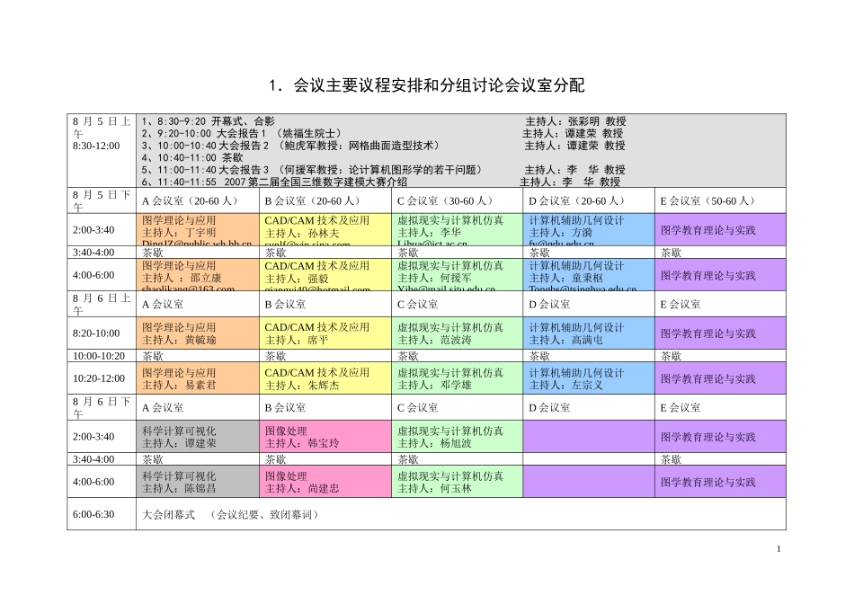 会议日程表V50(8月2日更新)-山东大学邮件系统_第1页