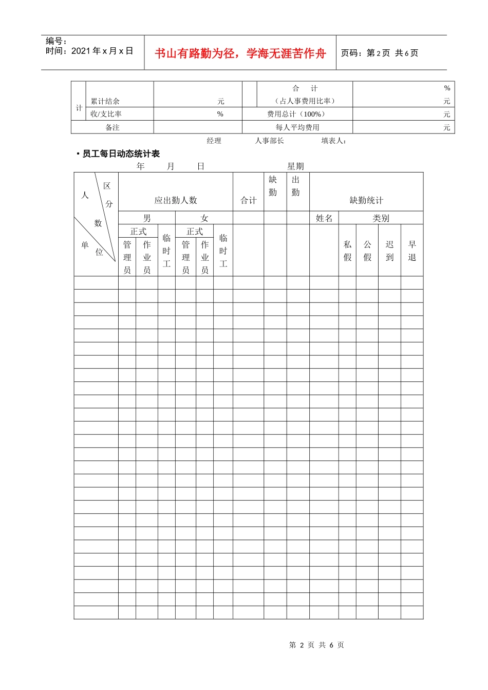 人事统计系列工具集（共5个表格）_第2页