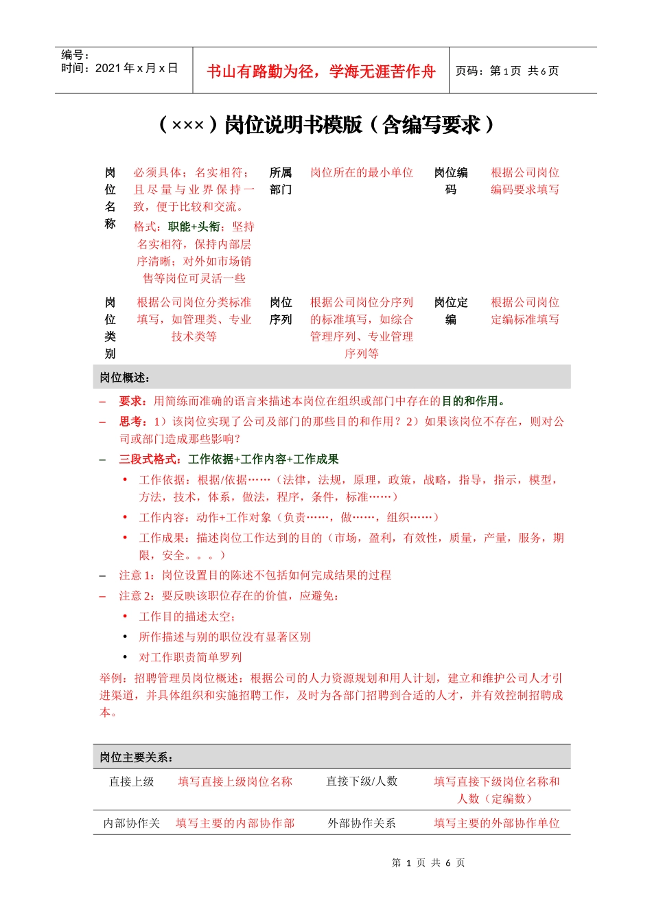 岗位说明书模版_第1页