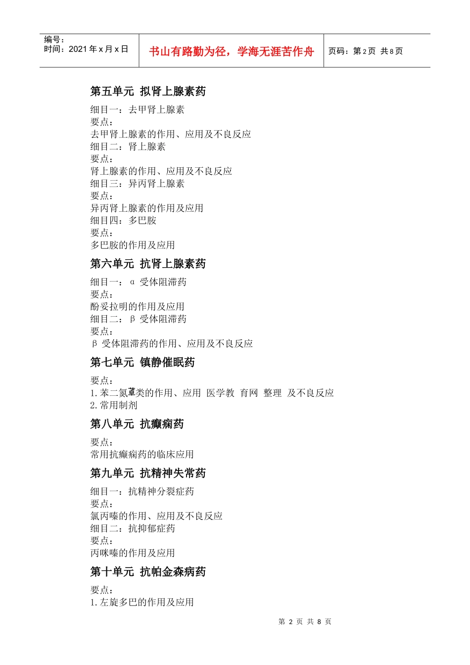 人力资源-2022XXXX年中西医助理医师《药理学》考试大纲_第2页