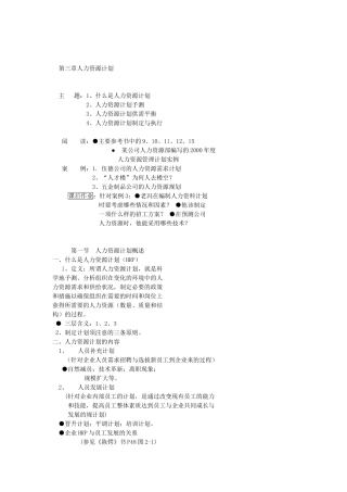 人力资源计划的制定与执行