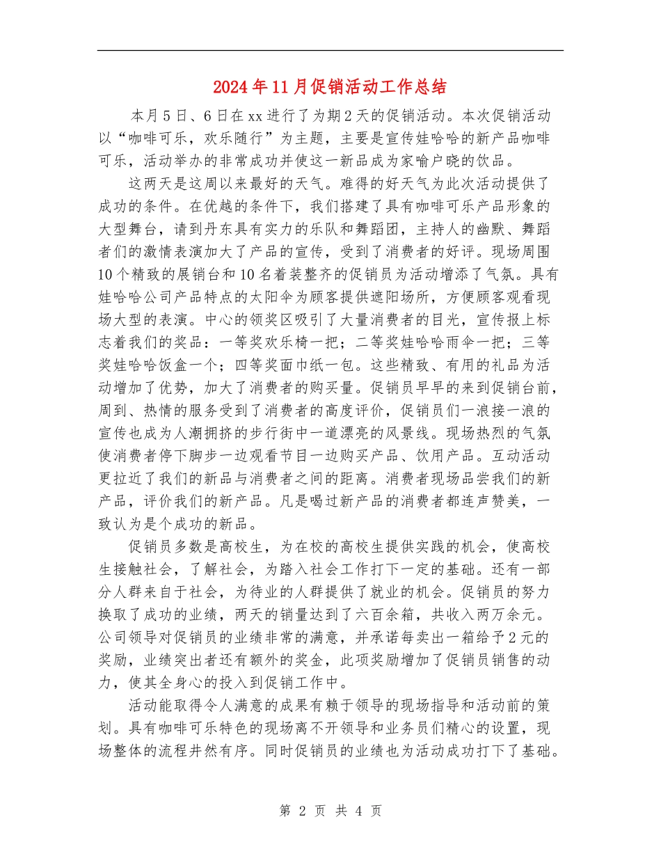 2024年11月促销活动工作总结_第2页