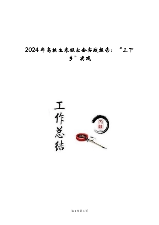 2024年大学生寒假社会实践报告：“三下乡”实践