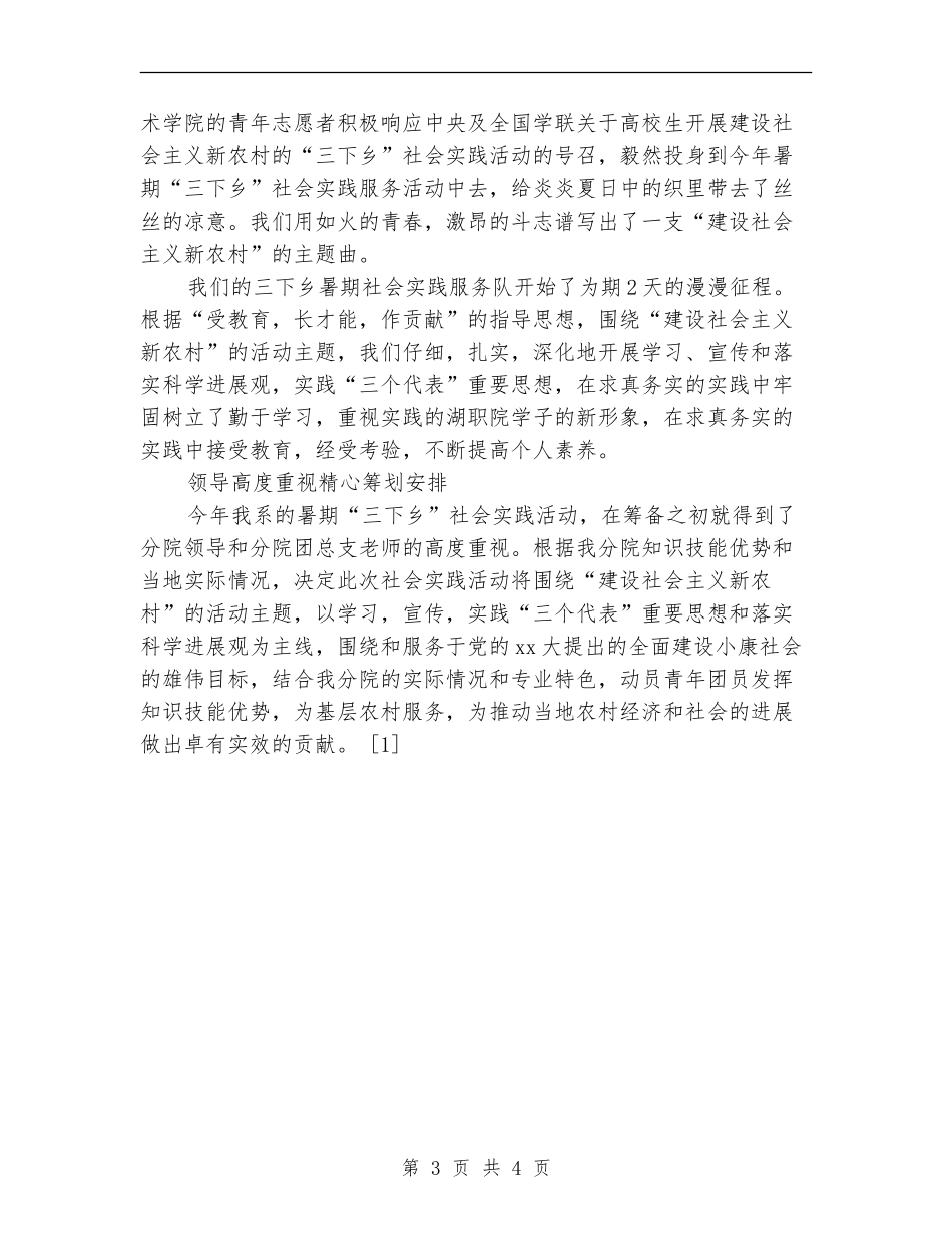 2024年暑期大学生三下乡活动策划书范文方案_第3页