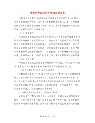 秋季治安严打整治行动方案