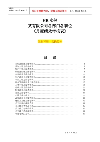 人力资源-2022HR实例某公司各部门各职位月度绩效考核表(实操范本)