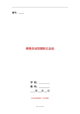 销售员试用期转正总结