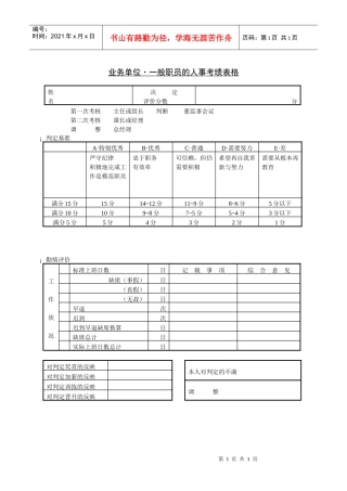 人力资源-2022224业务单位一般职员的人事考绩表格