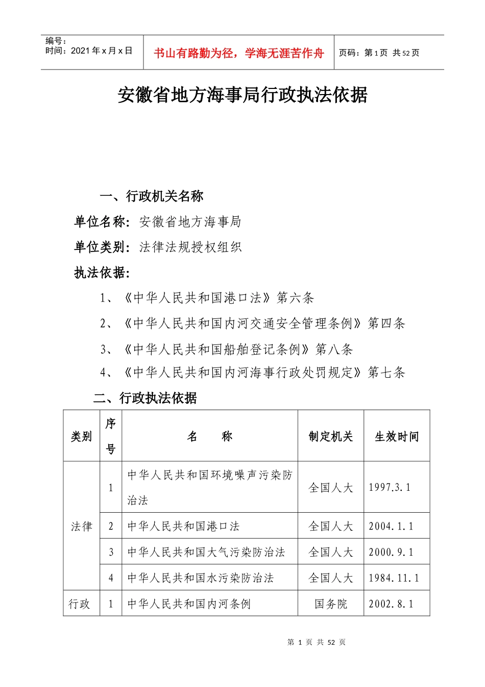 安徽省地方海事局行政执法依据_第1页