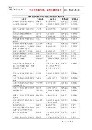 人力资源-20221980年全国体育科学学术会议报告会论文摘要汇编