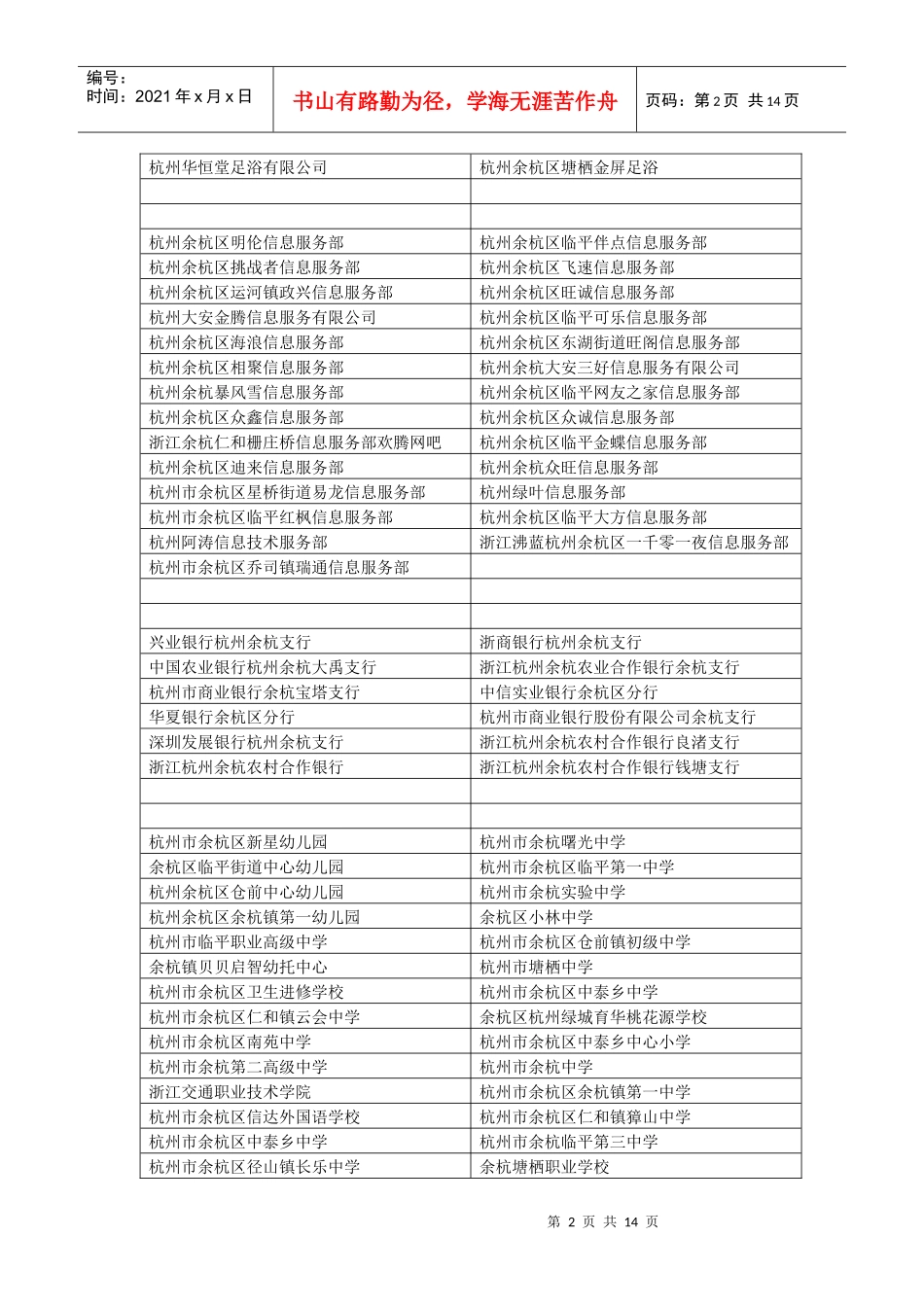 余杭区1000家消防重点单位公告_第2页