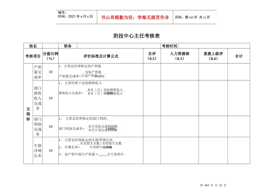 奶技中心考核表_第1页