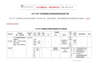 X年广州市海珠区卫生事业单位职位表下载
