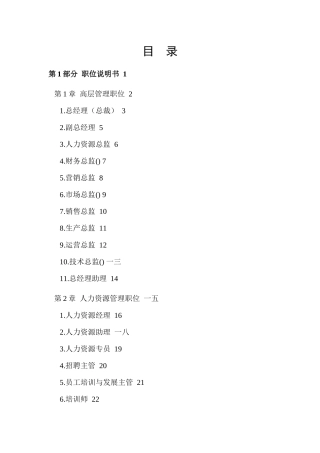 人力资源职位说明书与绩效考核范本