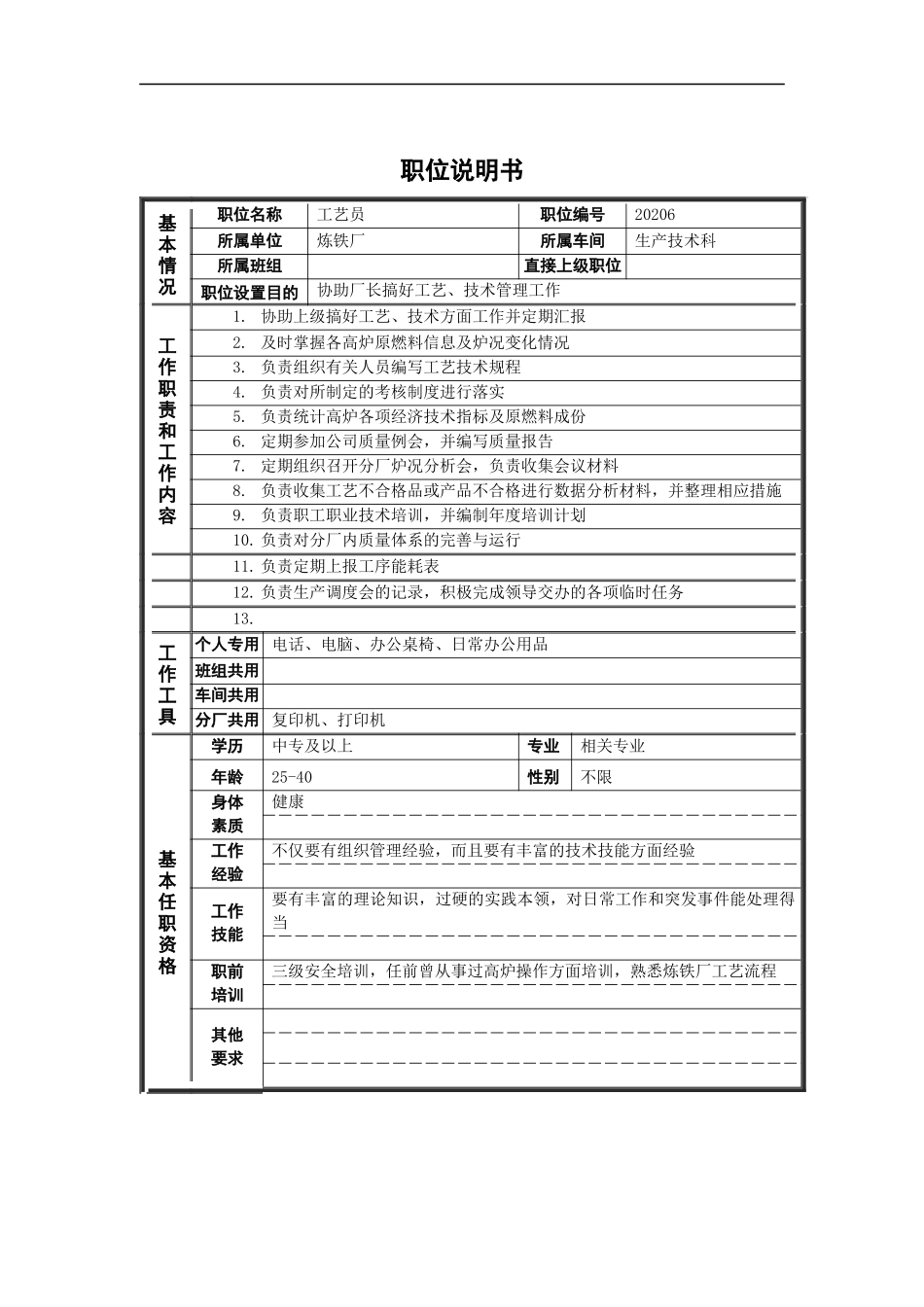 工艺员绩效考核表_第1页