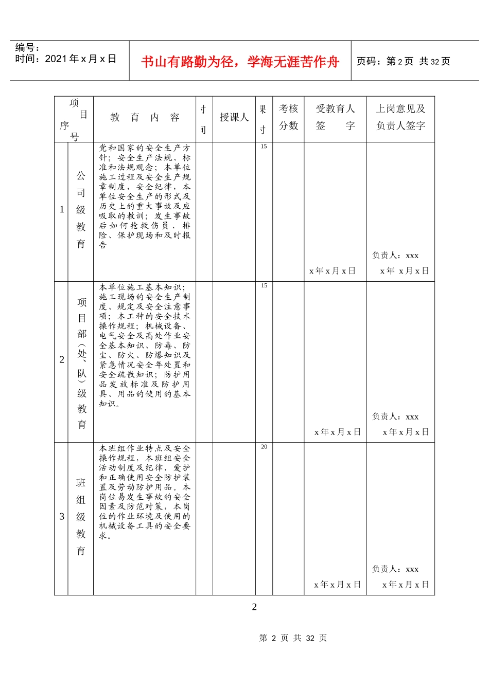 公司新员工安全教育档案_第2页