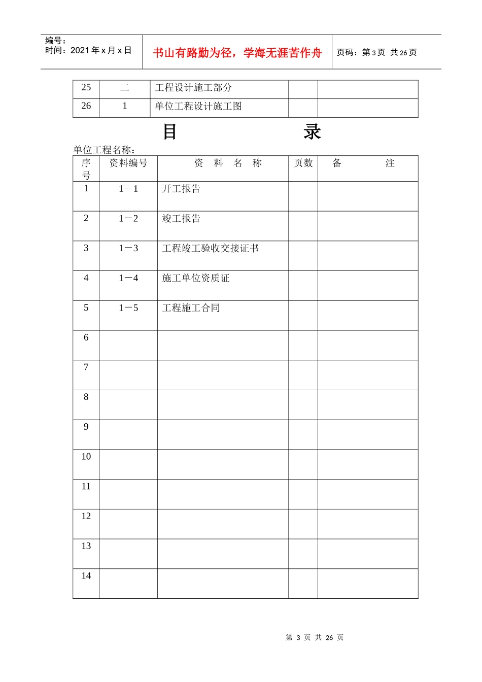 井巷单位工程竣工资料目录_第3页