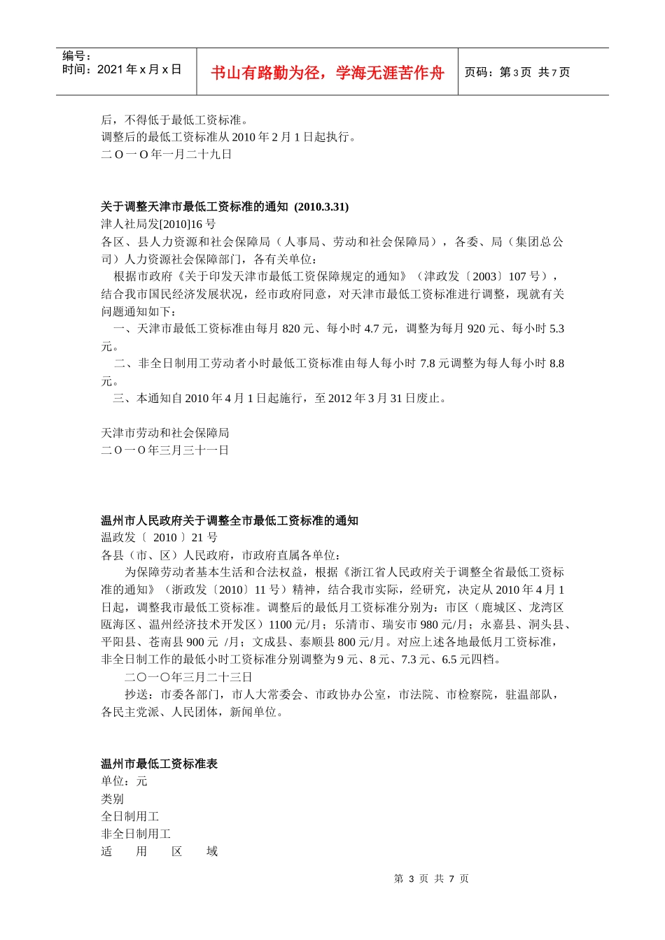 全国各地（市）最低工资标准汇总_第3页