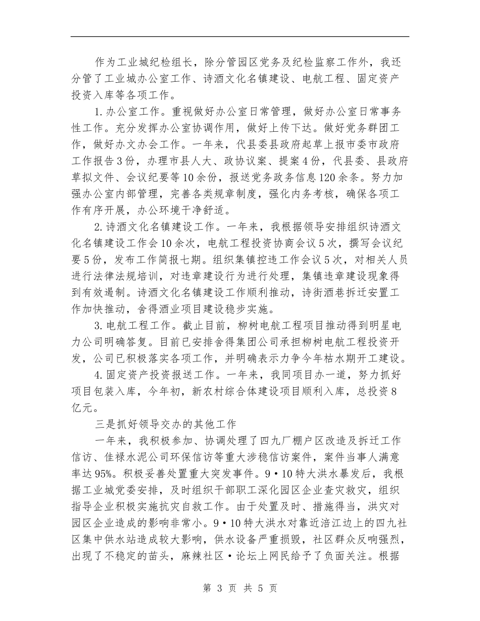 工业城纪检组长试用期工作总结_第3页