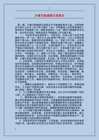 乡镇节能减排自查报告