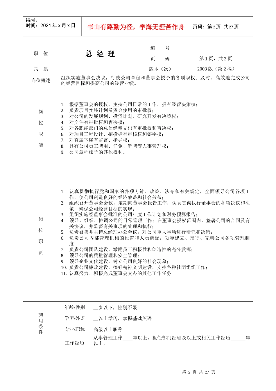 公司组织机构图与岗位职责汇编_第2页