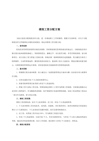医院管理方案汇编（参考方案）-绩效工资分配方案