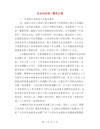 社会治安统一整改汇报