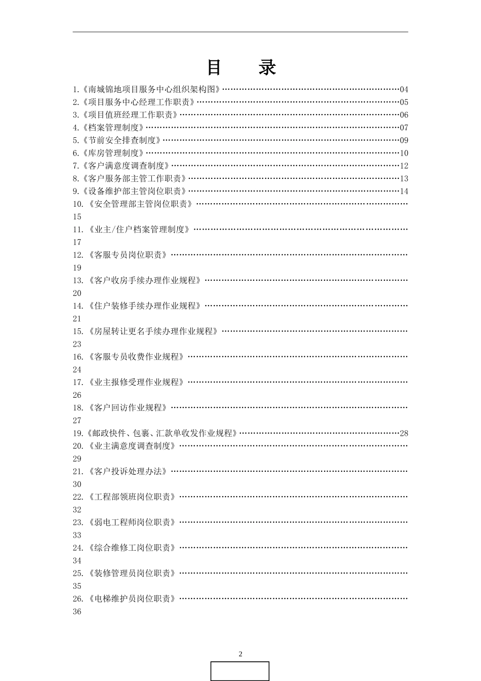 住宅物业公司小区项目上墙制度-岗位职责(DOC52页)_第2页