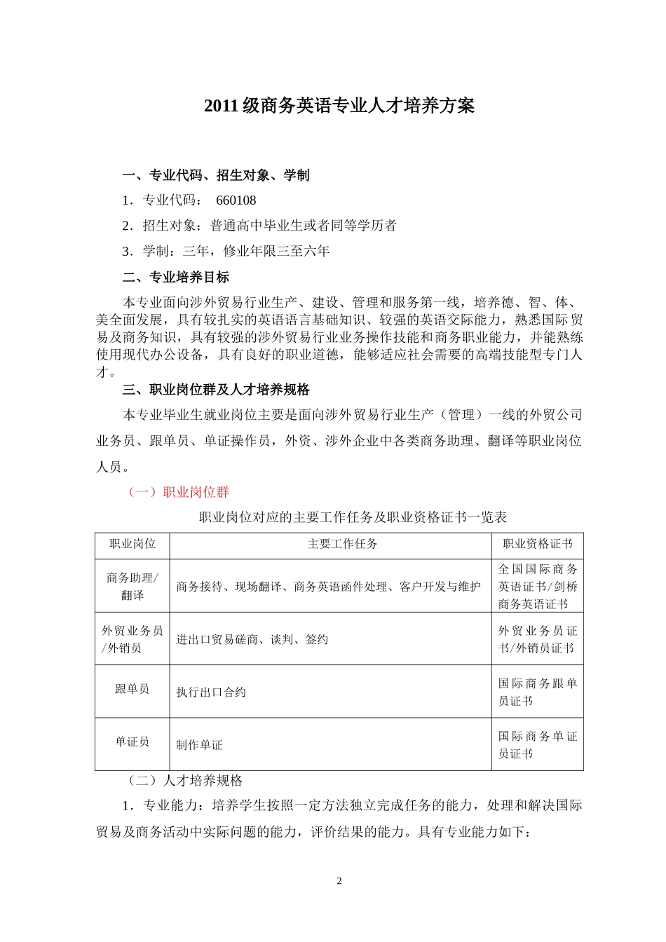 商务英语专业人才培养方案_第2页