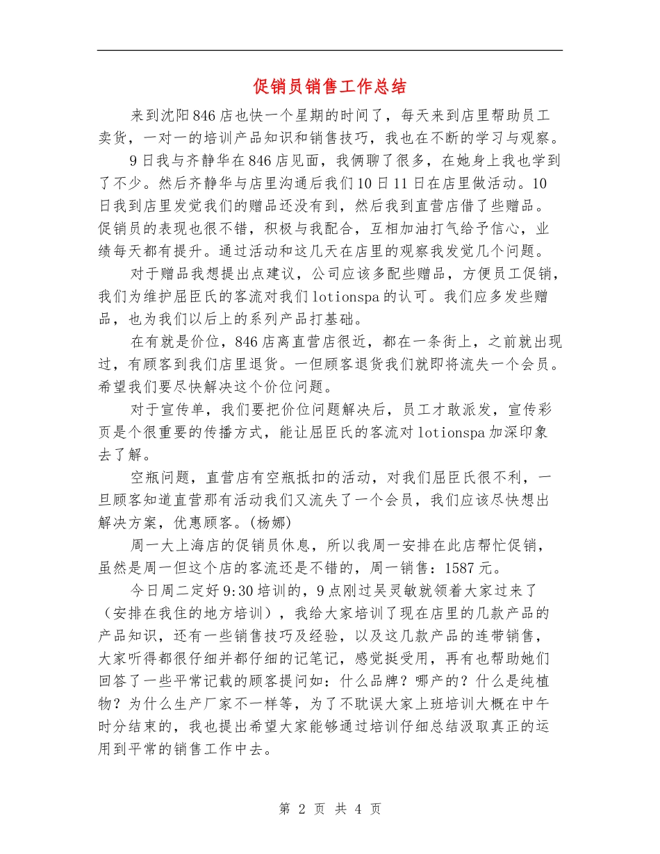 促销员销售工作总结_第2页