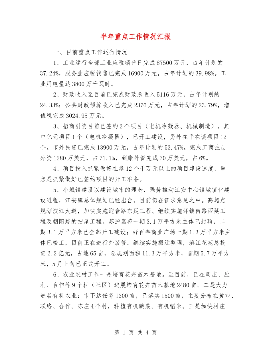半年重点工作情况汇报_第1页