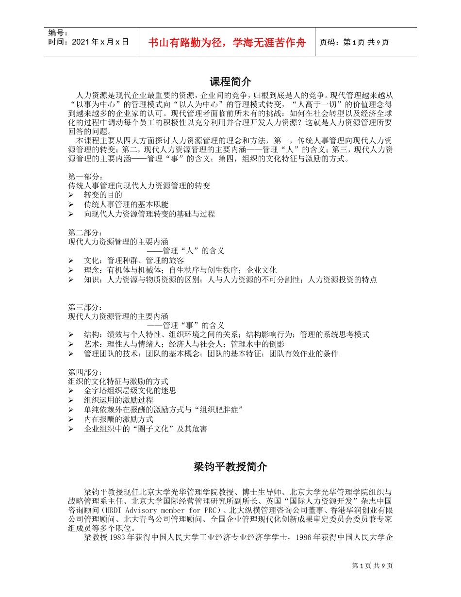 人力资源管理知识汇总篇个doc_第1页