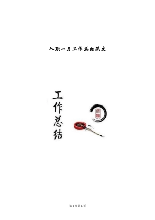 入职一月工作总结范文