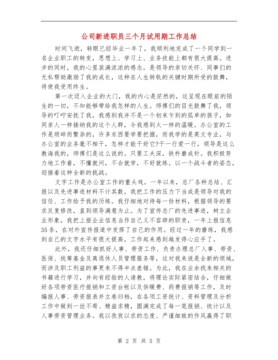公司新进职员三个月试用期工作总结_第2页