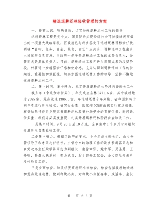 退耕还林验收管理的方案