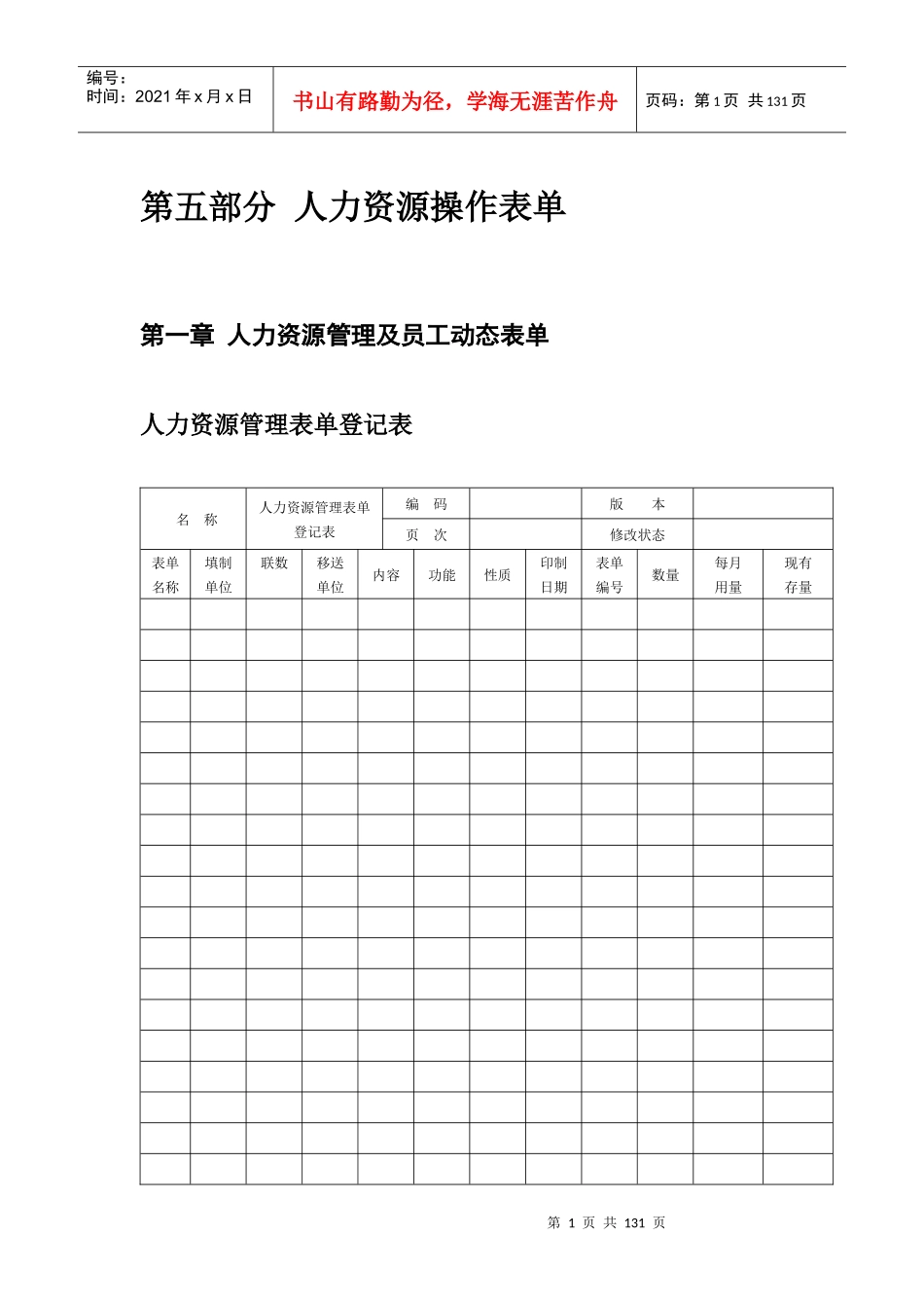 人力资源操作表单格式_第1页