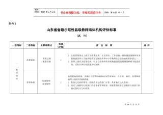 山东省省级示范性县级教师培训机构评估标准