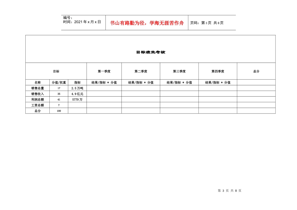 伊利季度考核表_第3页