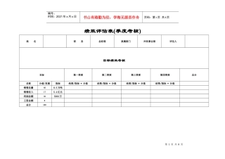 伊利季度考核表