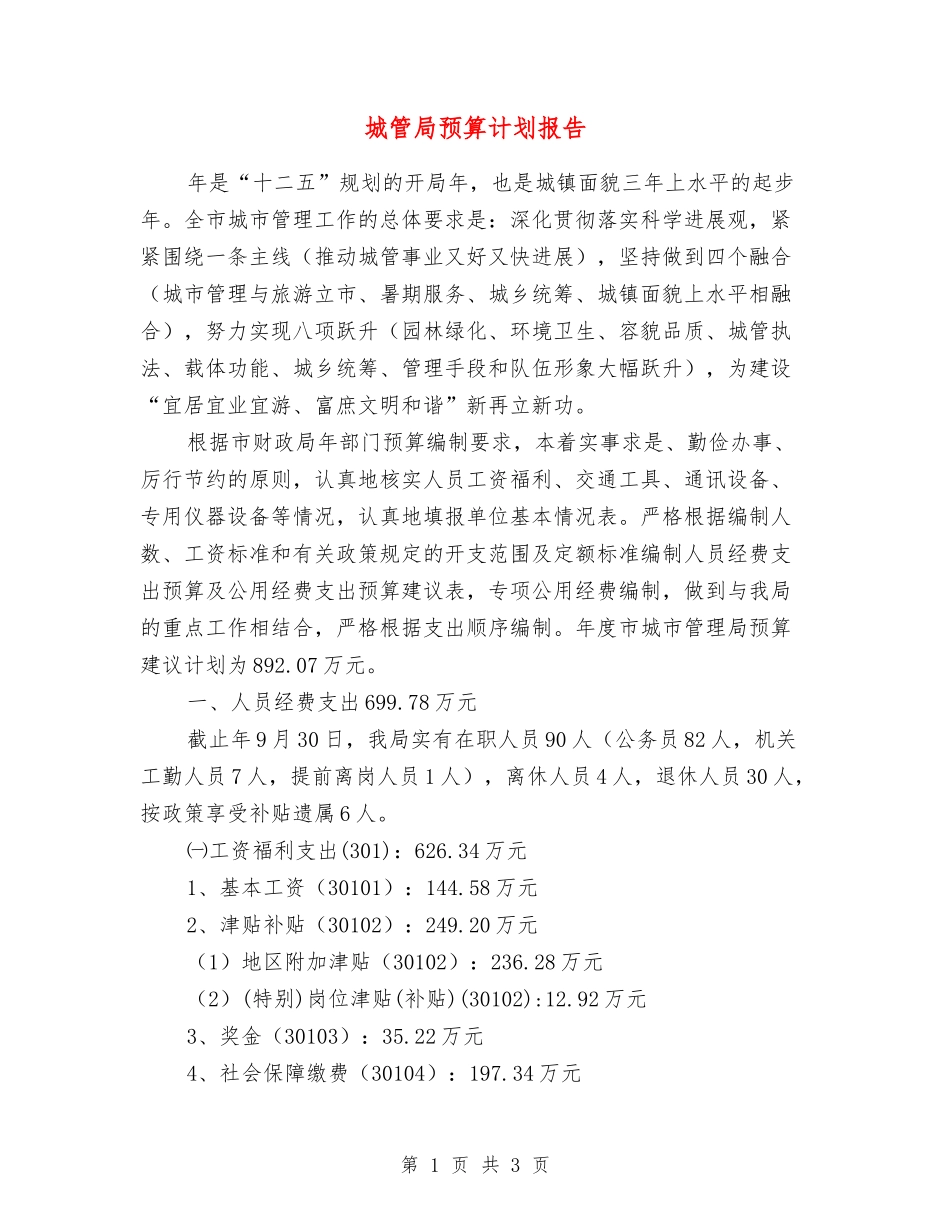 城管局预算计划报告_第1页