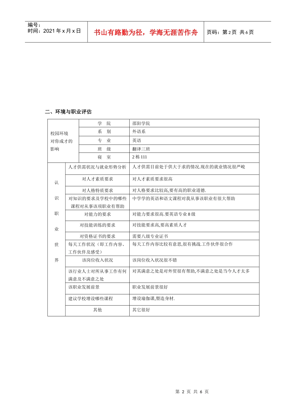 大学生职业生涯规划表[1]_第2页