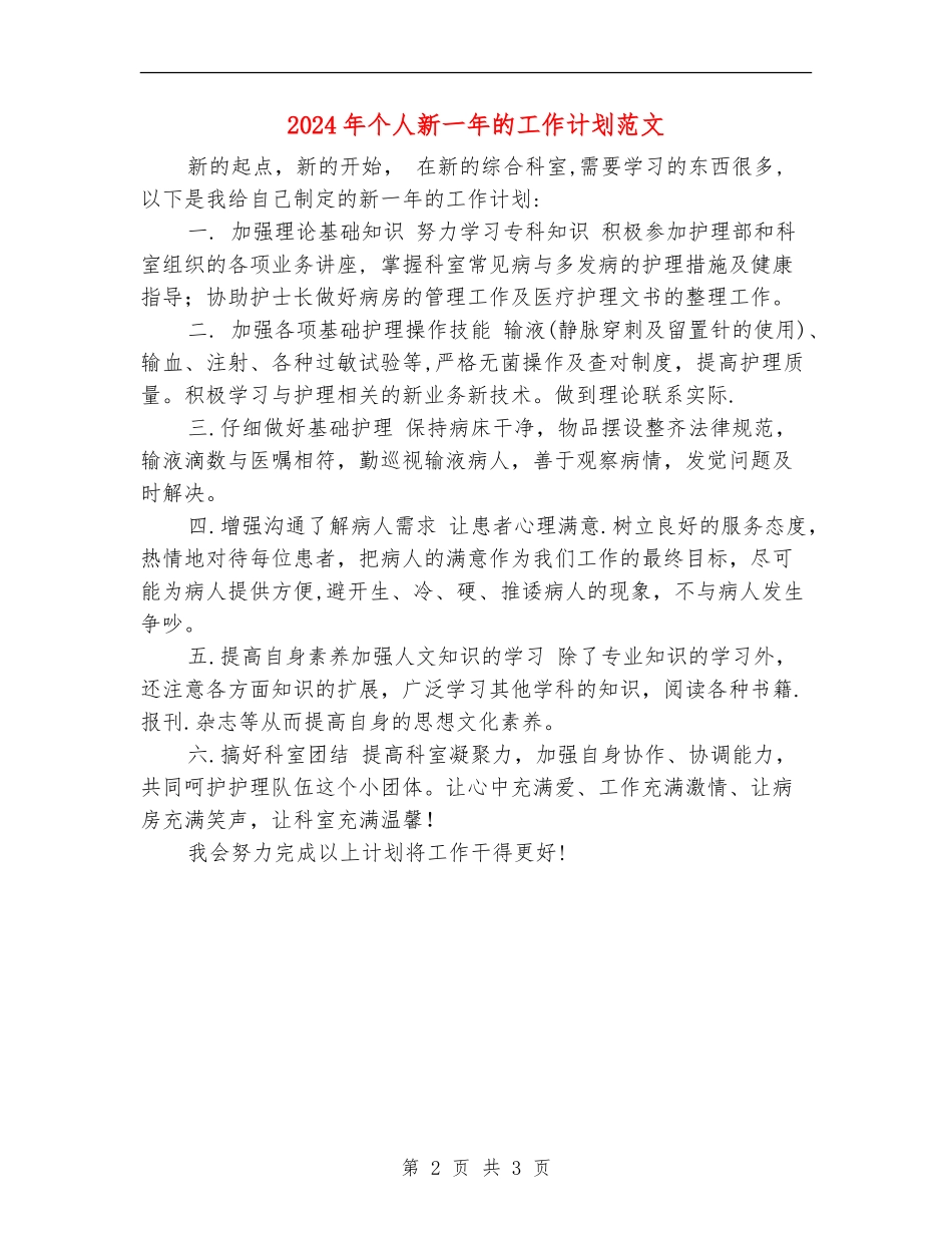 2024年个人新一年的工作计划范文_第2页