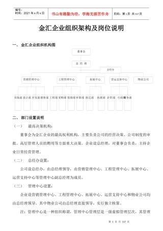 人力资源-2022490-金汇企业组织架构及岗位说明(2118