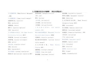人力资源术语及名词解释